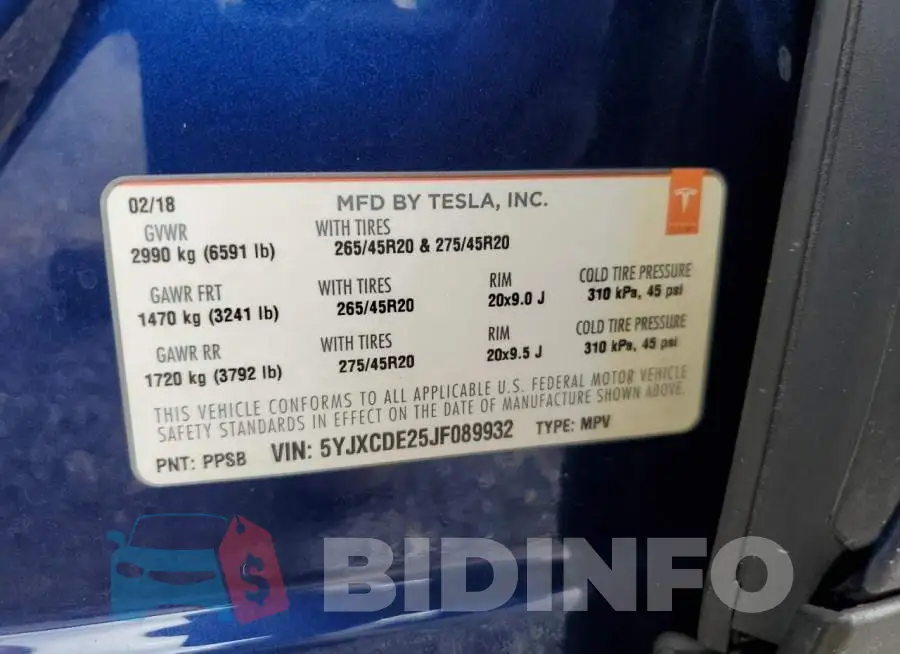 5YJXCDE25JF089932 Photo# 12