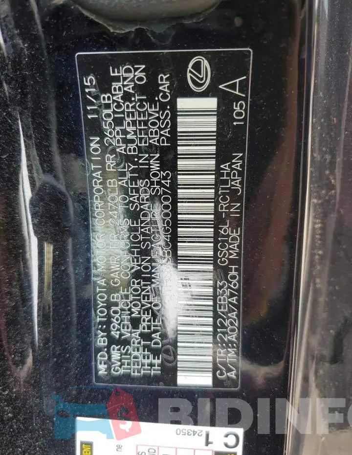 JTHSM5BC4G5000743 Photo# 12