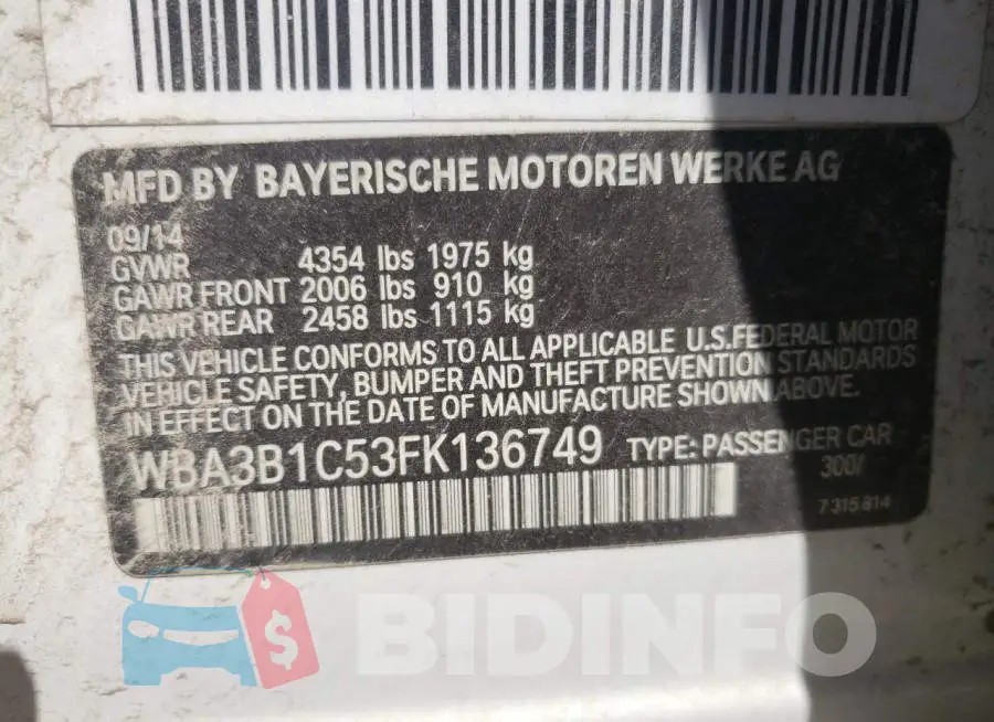 WBA3B1C53FK136749 Photo# 12