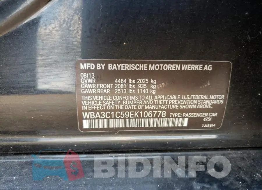 WBA3C1C59EK106778 Photo# 12