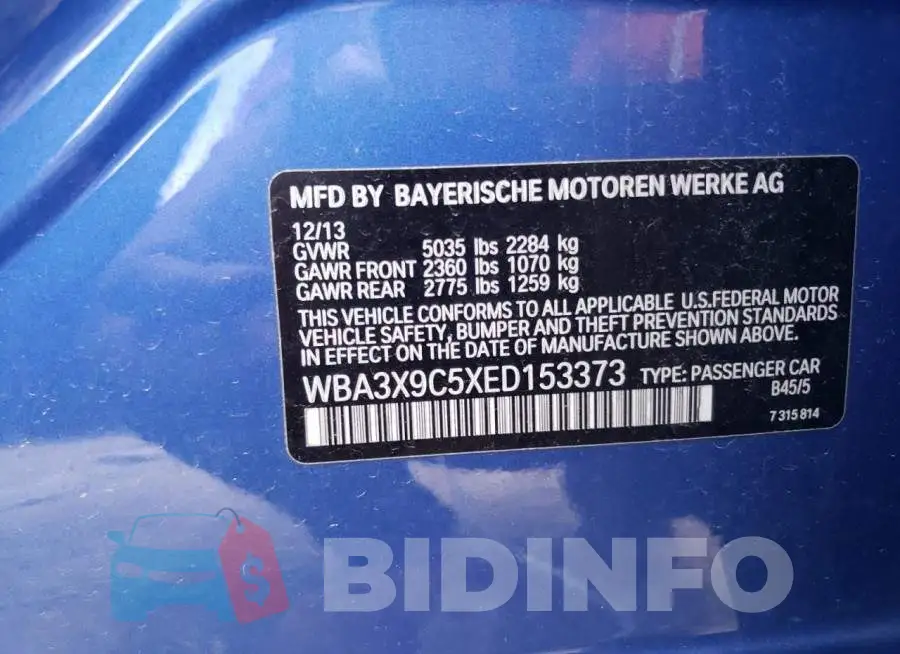 WBA3X9C5XED153373 Photo# 12