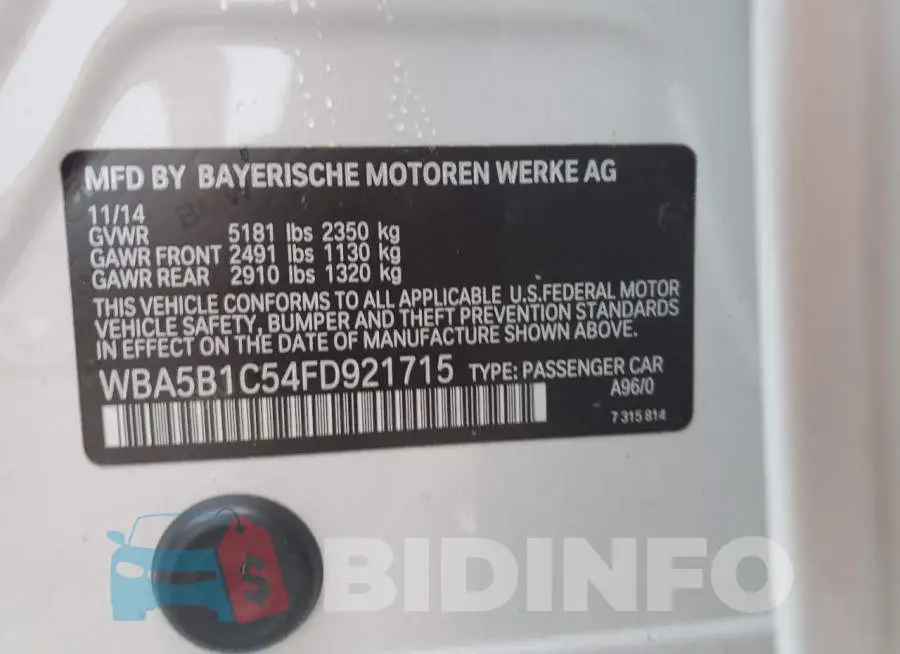 WBA5B1C54FD921715 Photo# 12