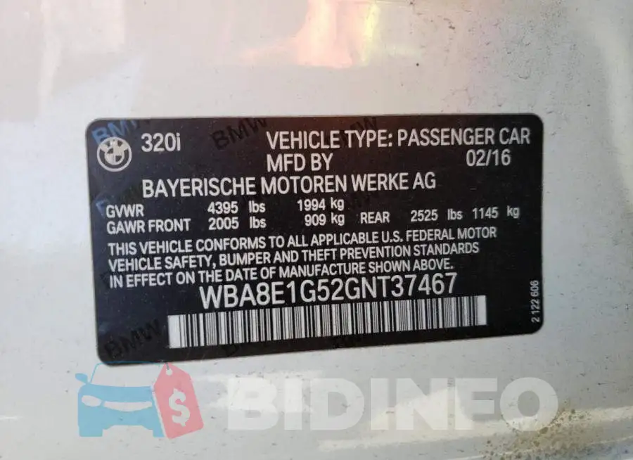 WBA8E1G52GNT37467 Photo# 13