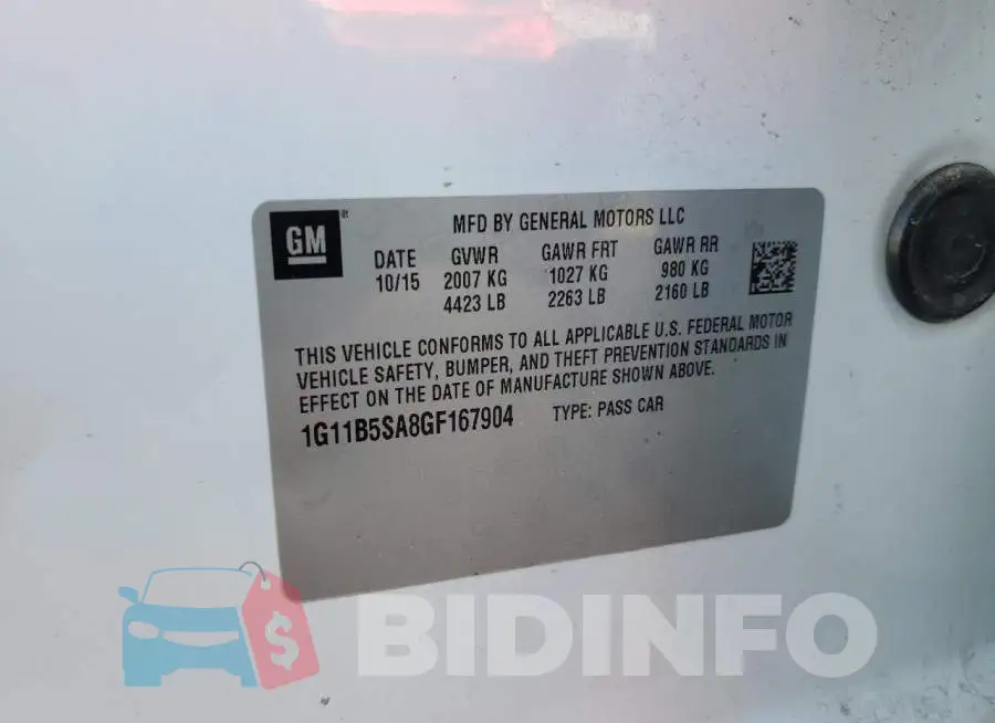 1G11B5SA8GF167904 Photo# 12