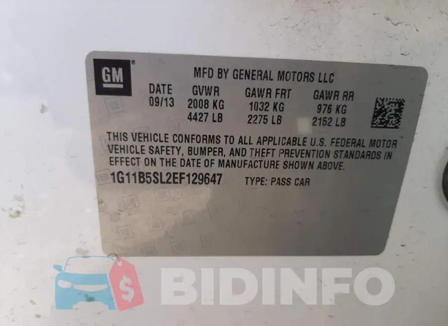 1G11B5SL2EF129647 Photo# 12