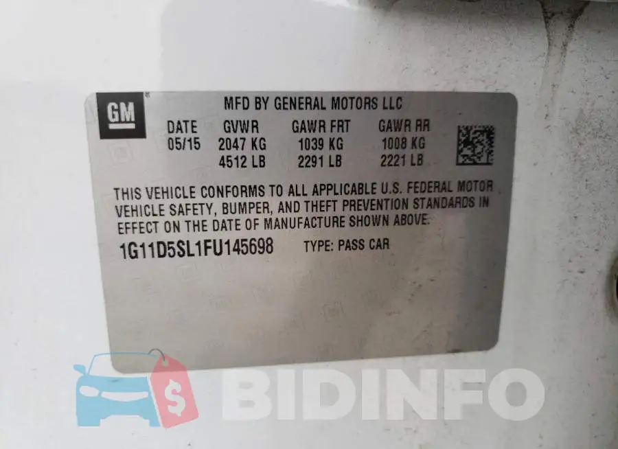 1G11D5SL1FU145698 Photo# 12