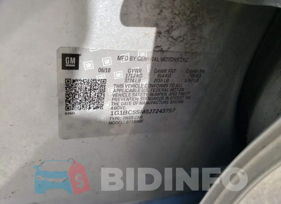 1G1BC5SM0J7243757 Photo# 12