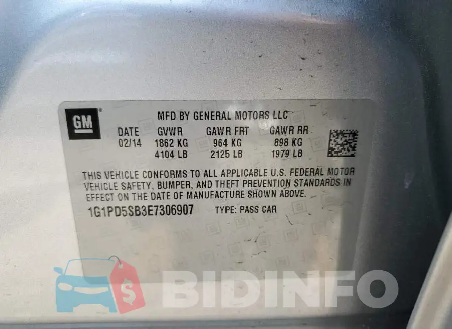 1G1PD5SB3E7306907 Photo# 12