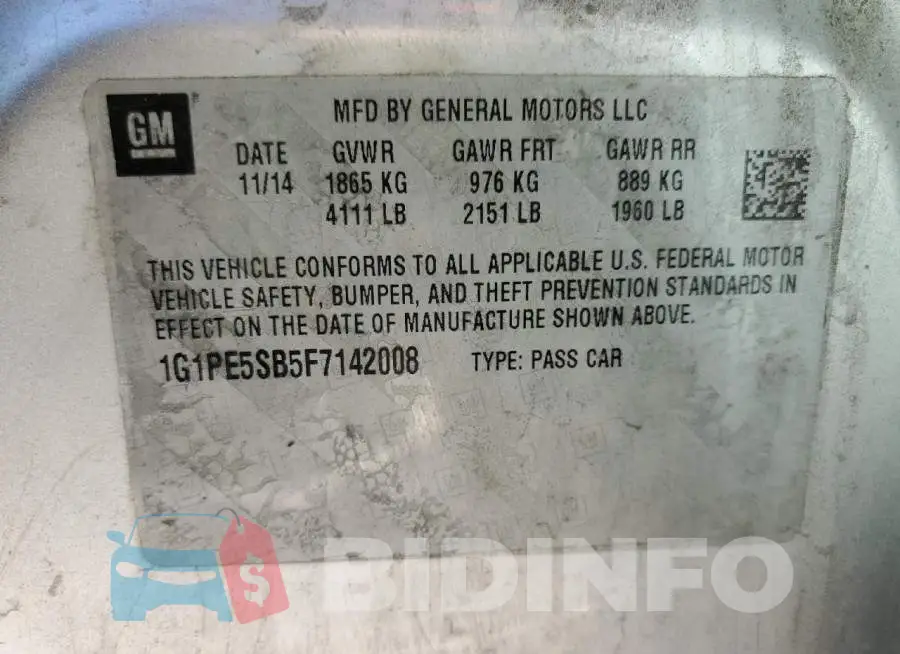 1G1PE5SB5F7142008 Photo# 13