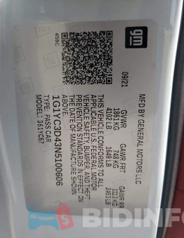 1G1YC3D43N5100606 Photo# 13