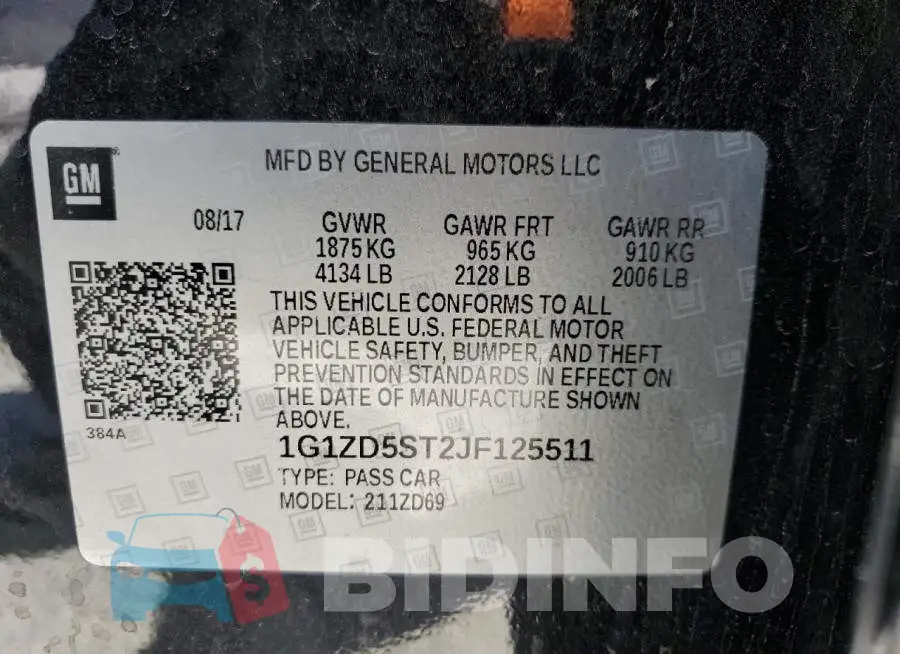 1G1ZD5ST2JF125511 Photo# 13