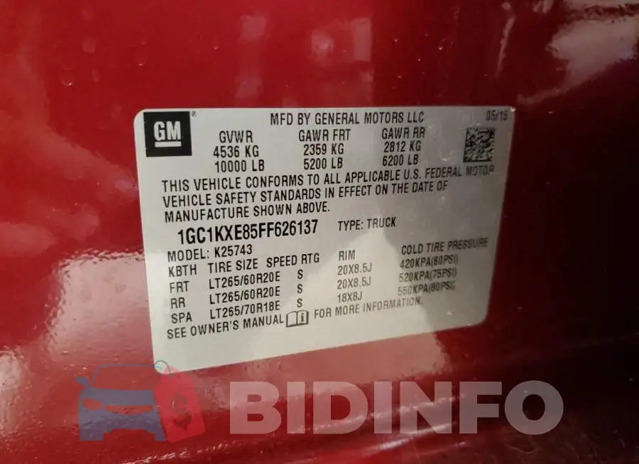 1GC1KXE85FF626137 Photo# 12