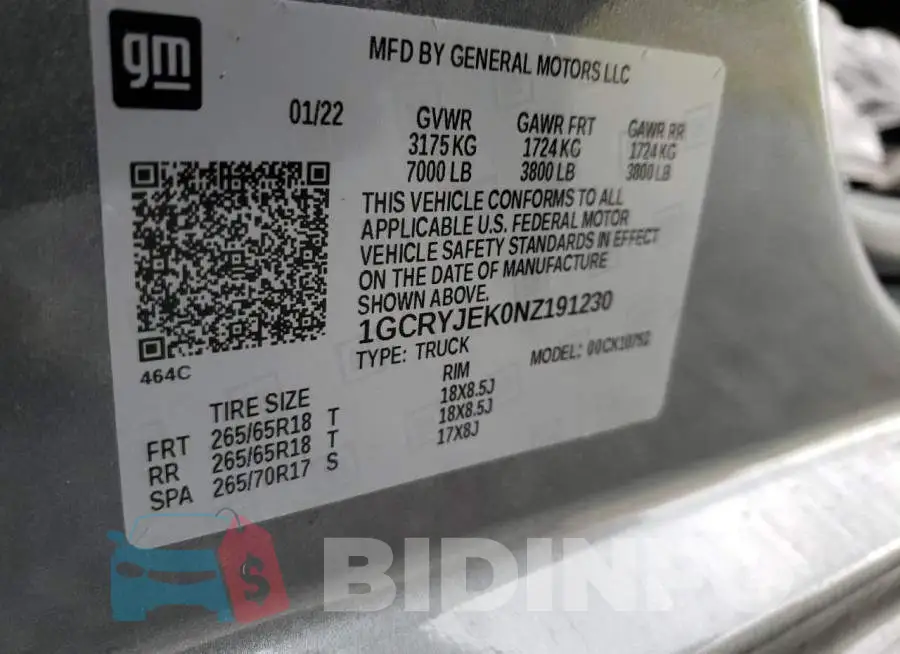 1GCRYJEK0NZ191230 Photo# 12