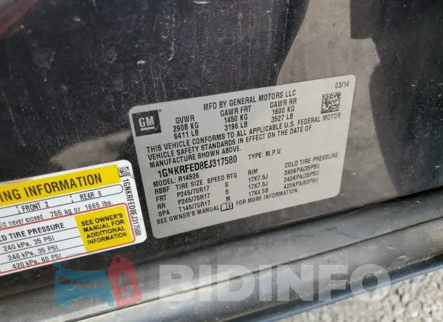 1GNKRFED8EJ317580 Photo# 12