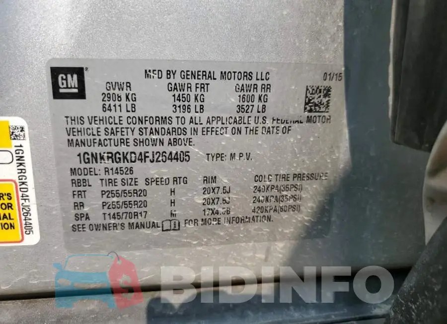 1GNKRGKD4FJ264405 Photo# 13