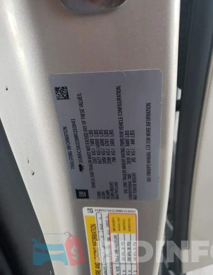 1GNSCSKD3MR153041 Photo# 12