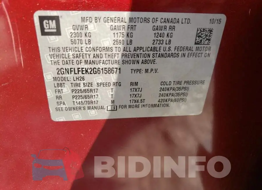 2GNFLFEK2G6158671 Photo# 13