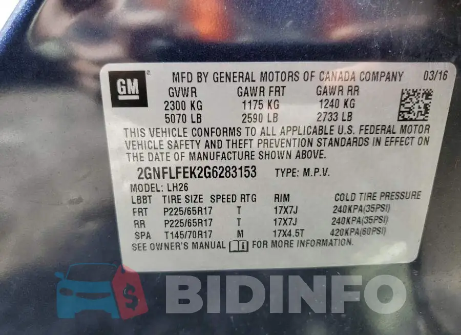 2GNFLFEK2G6283153 Photo# 13