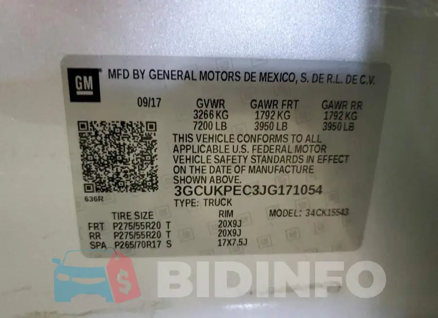 3GCUKPEC3JG171054 Photo# 12