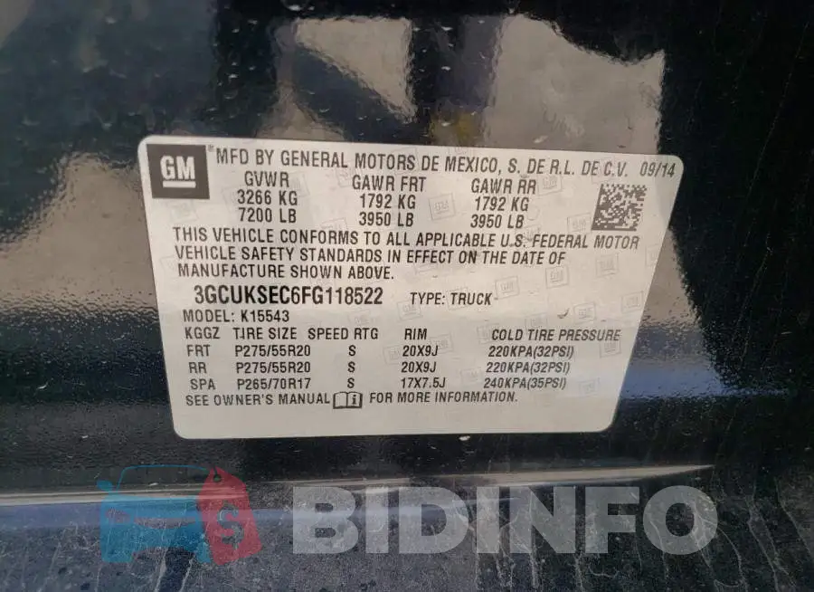 3GCUKSEC6FG118522 Photo# 12