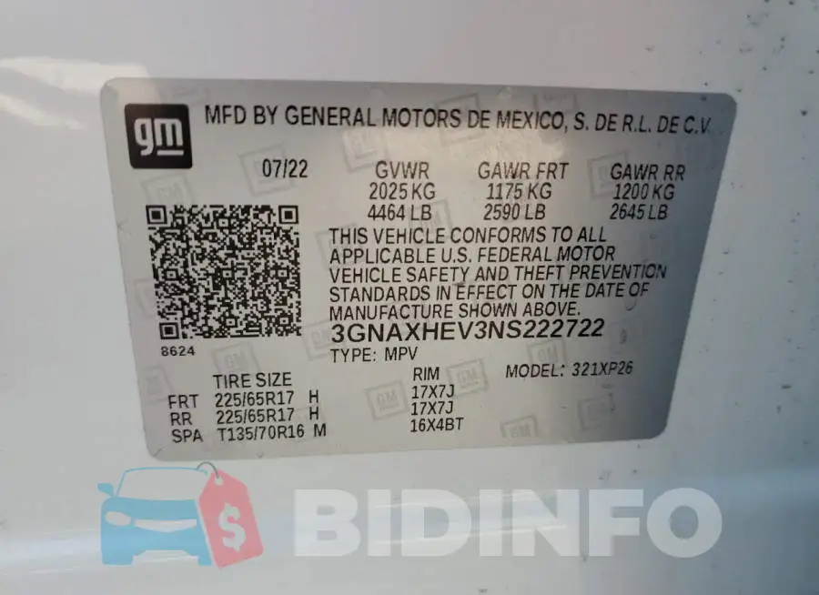 3GNAXHEV3NS222722 Photo# 13