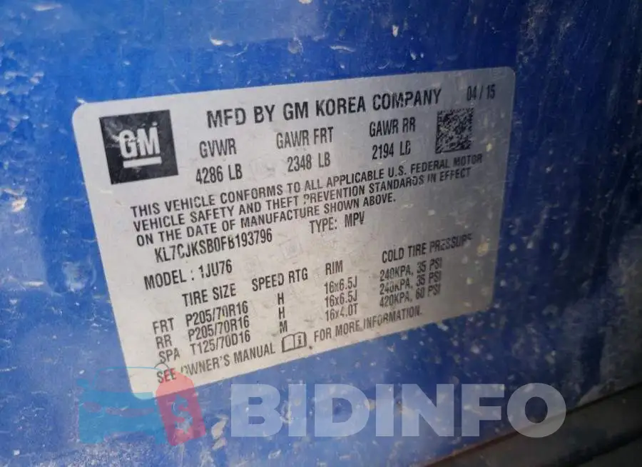 KL7CJKSB0FB193796 Photo# 14