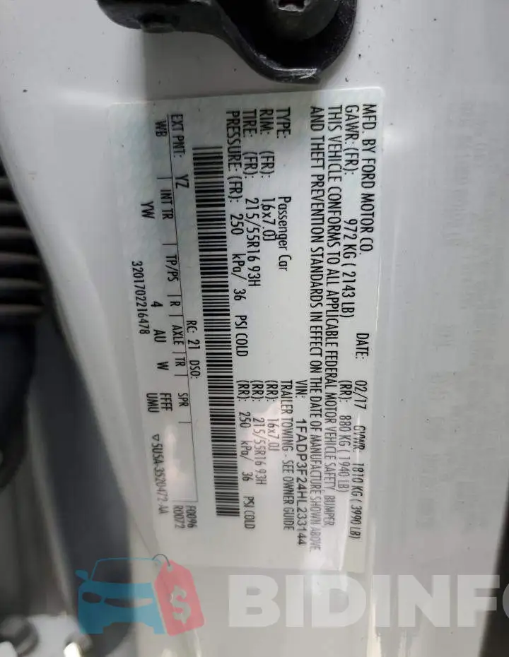 1FADP3F24HL233144 Photo# 12