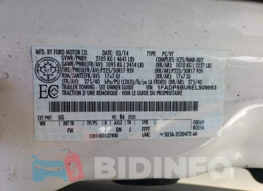 1FADP5BU6EL509953 Photo# 12
