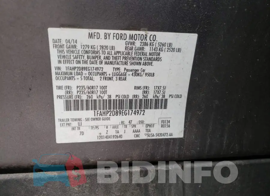 1FAHP2D89EG174972 Photo# 13