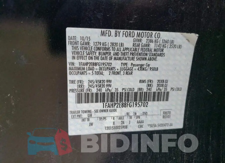 1FAHP2E88FG195702 Photo# 12