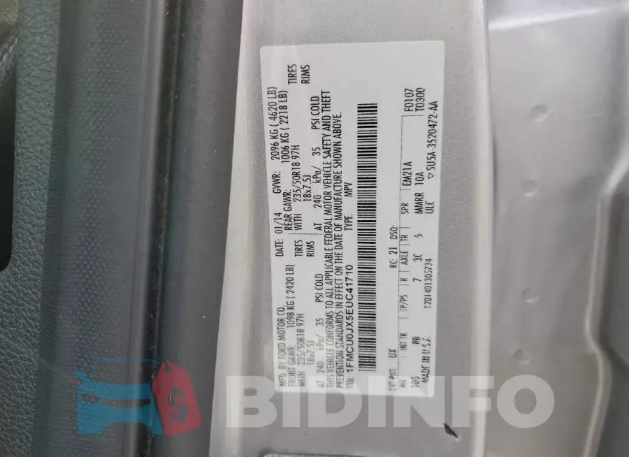 1FMCU0JX5EUC41710 Photo# 12