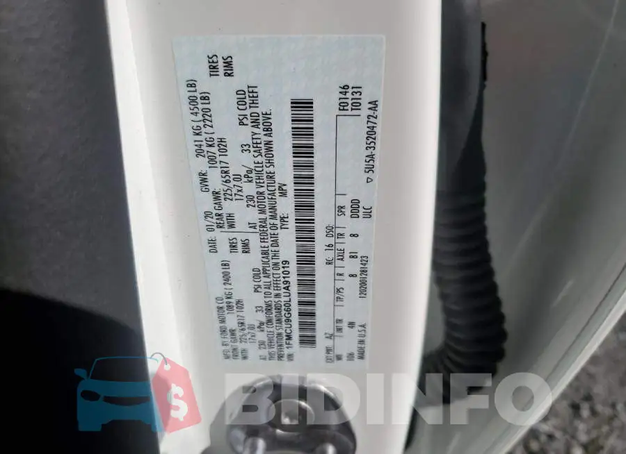 1FMCU9G60LUA91019 Photo# 12