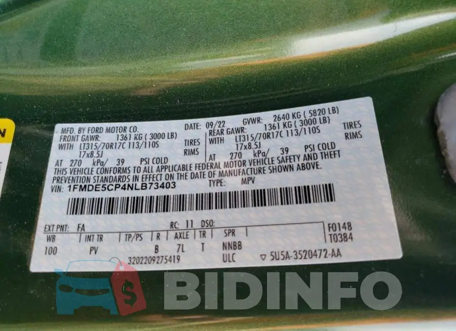 1FMDE5CP4NLB73403 Photo# 13