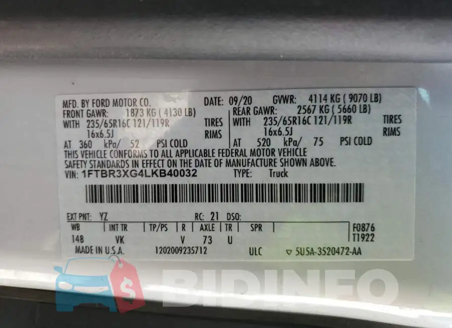 1FTBR3XG4LKB40032 Photo# 13