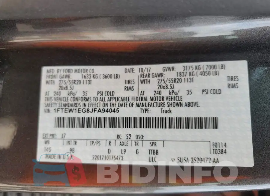 1FTEW1EG8JFA94045 Photo# 13