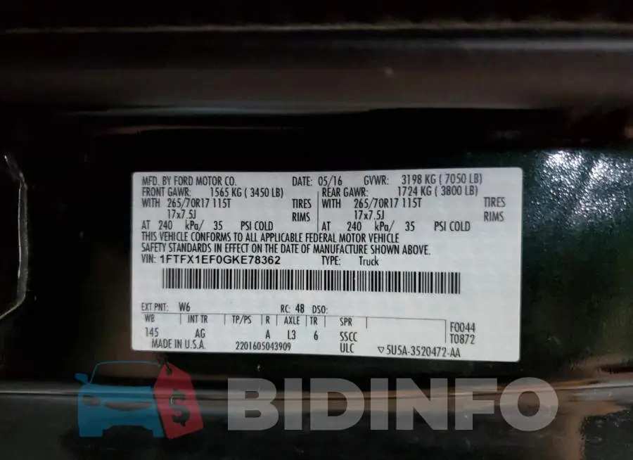 1FTFX1EF0GKE78362 Photo# 12