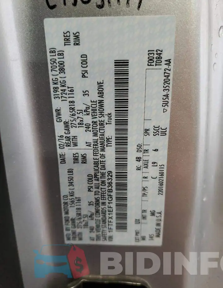 1FTFX1EF1GFB36329 Photo# 12