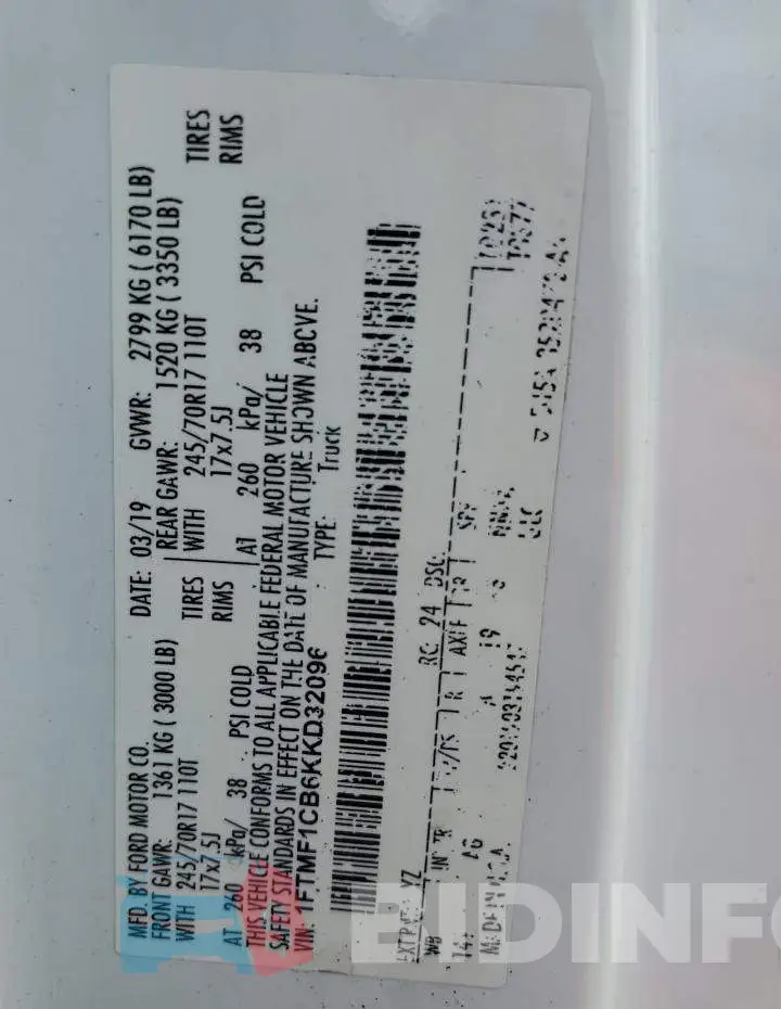 1FTMF1CB6KKD32096 Photo# 13