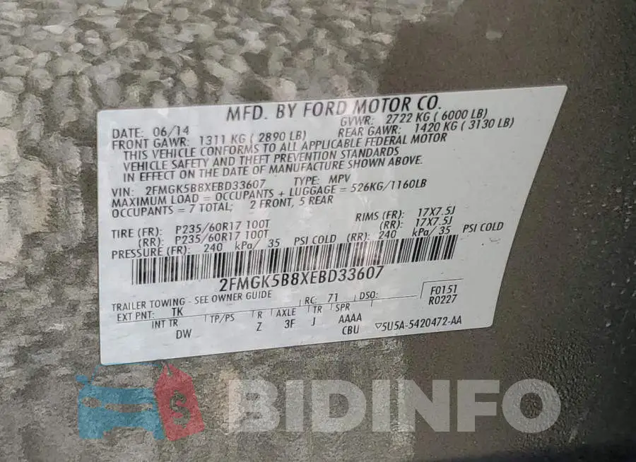 2FMGK5B8XEBD33607 Photo# 13