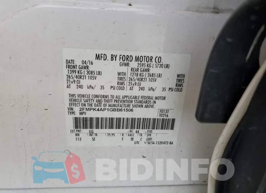 2FMPK4AP1GBB61506 Photo# 13