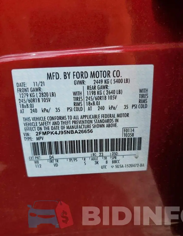 2FMPK4J95NBA26656 Photo# 12