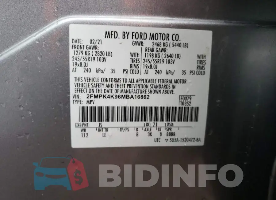 2FMPK4K96MBA16862 Photo# 12