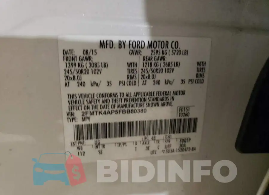 2FMTK4AP5FBB80380 Photo# 12