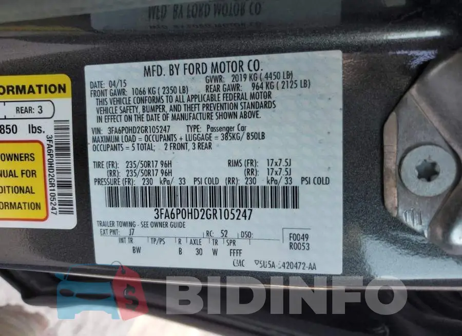 3FA6P0HD2GR105247 Photo# 12