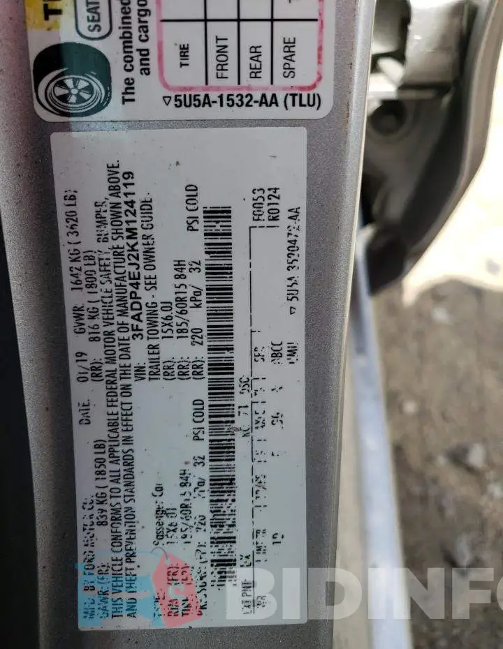 3FADP4EJ2KM124119 Photo# 12