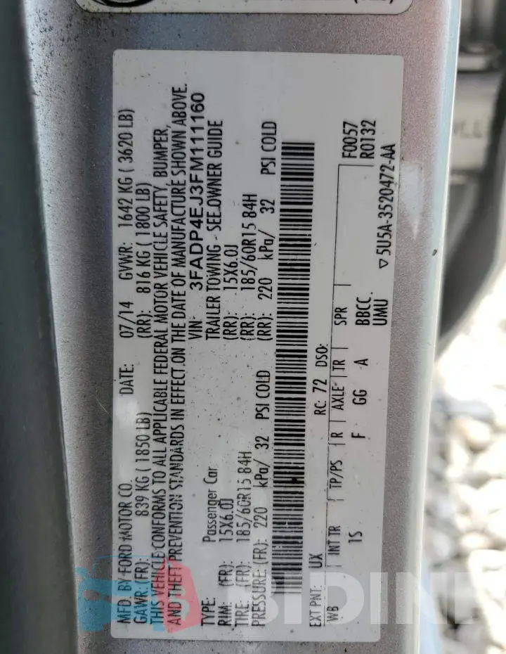 3FADP4EJ3FM111160 Photo# 13