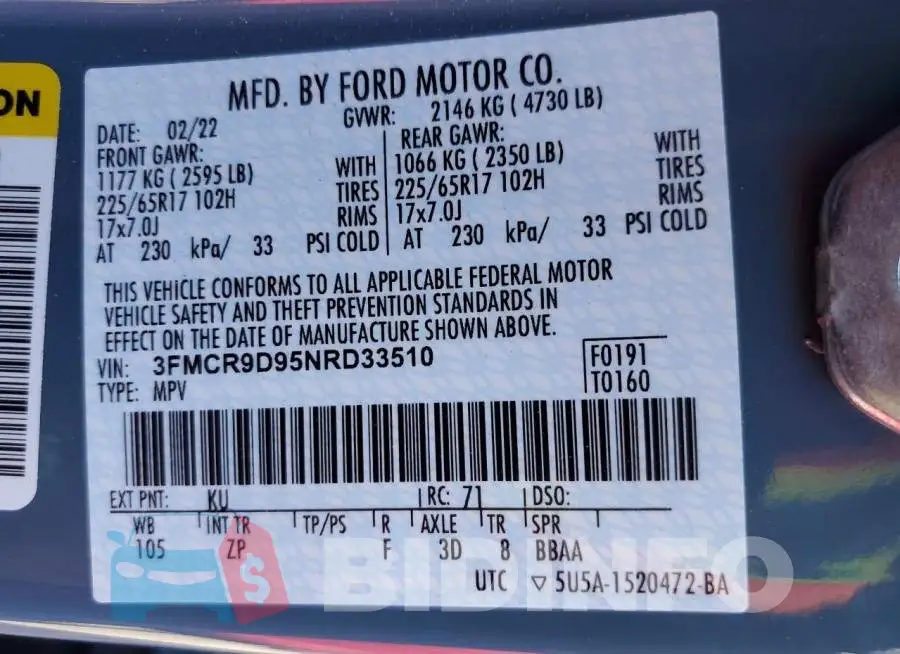 3FMCR9D95NRD33510 Photo# 12