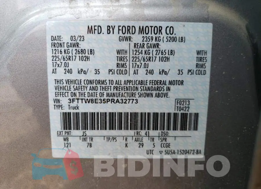 3FTTW8E35PRA32773 Photo# 12