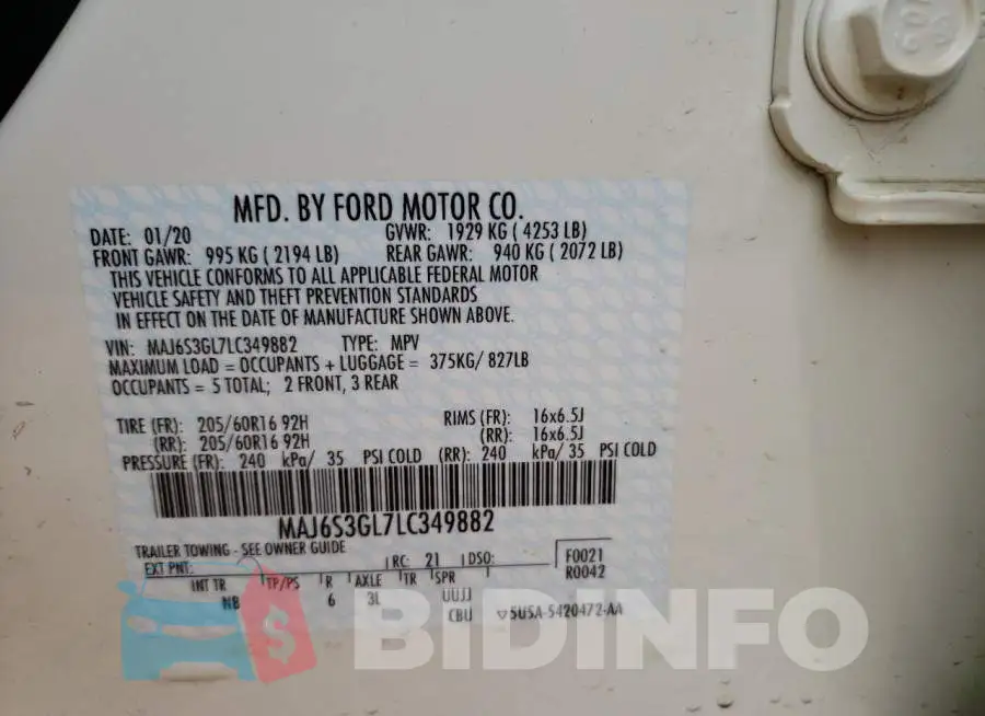 MAJ6S3GL7LC349882 Photo# 12