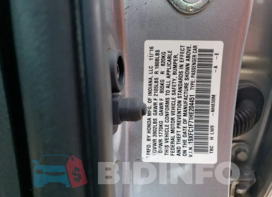 19XFC1F71HE204451 Photo# 12